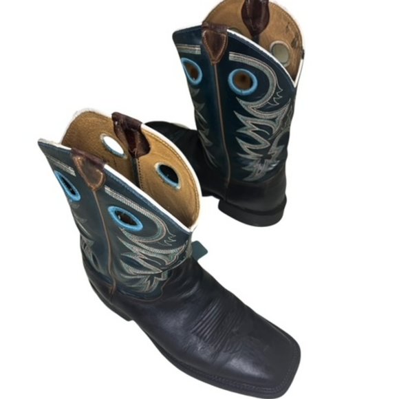 Justin Boots Other - Men's Justin Teal and Black Square Toe Boots Size 8D